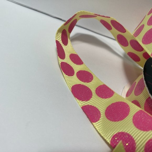 Pink Yellow Ribbed Ribbon Glitter Dots - Picture 5 of 14